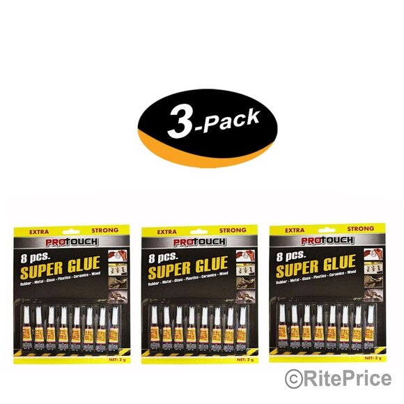24 Pcs (3 Pack) Super Glue - 'Cyanoacrylate Adhesive' 3 Grams All Purpose Repair - Picture 1 of 10